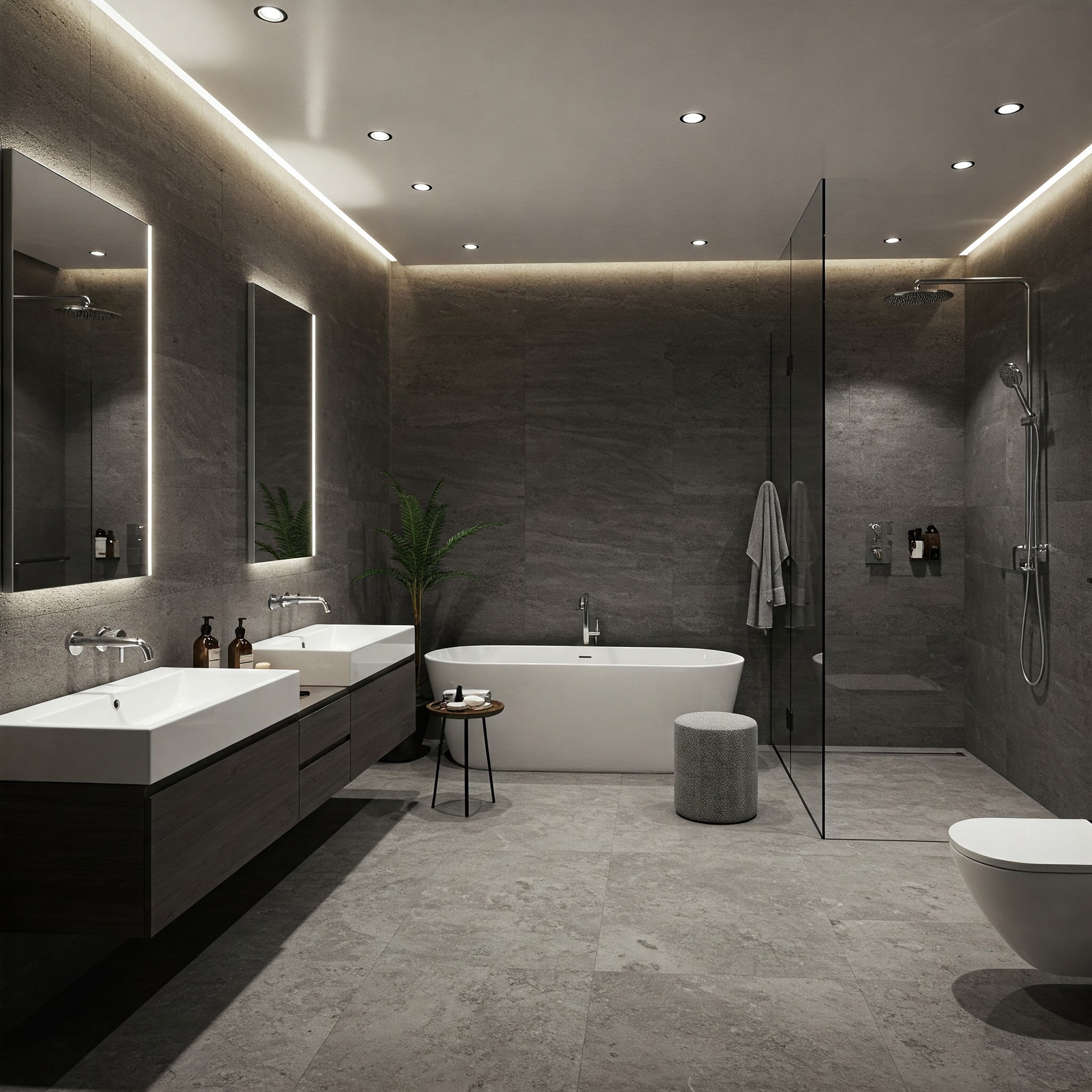 Bath room with sanitary ware